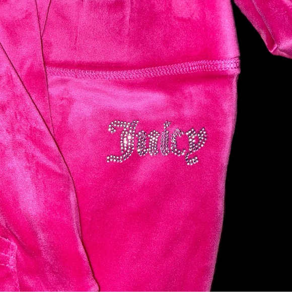 Juicy Couture💕Pink Velour Jogger Tracksuit Warmup. New! Rhinestone top & bottom - Picture 3 of 6